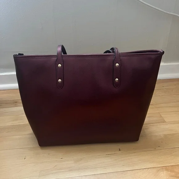 Coach Deep Burgundy Leather Tote - Picture 4 of 12